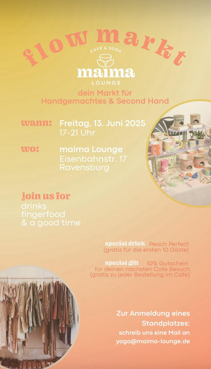 Flowmarkt – dein Markt für Handgemachtes & Second Hand in der maima Lounge