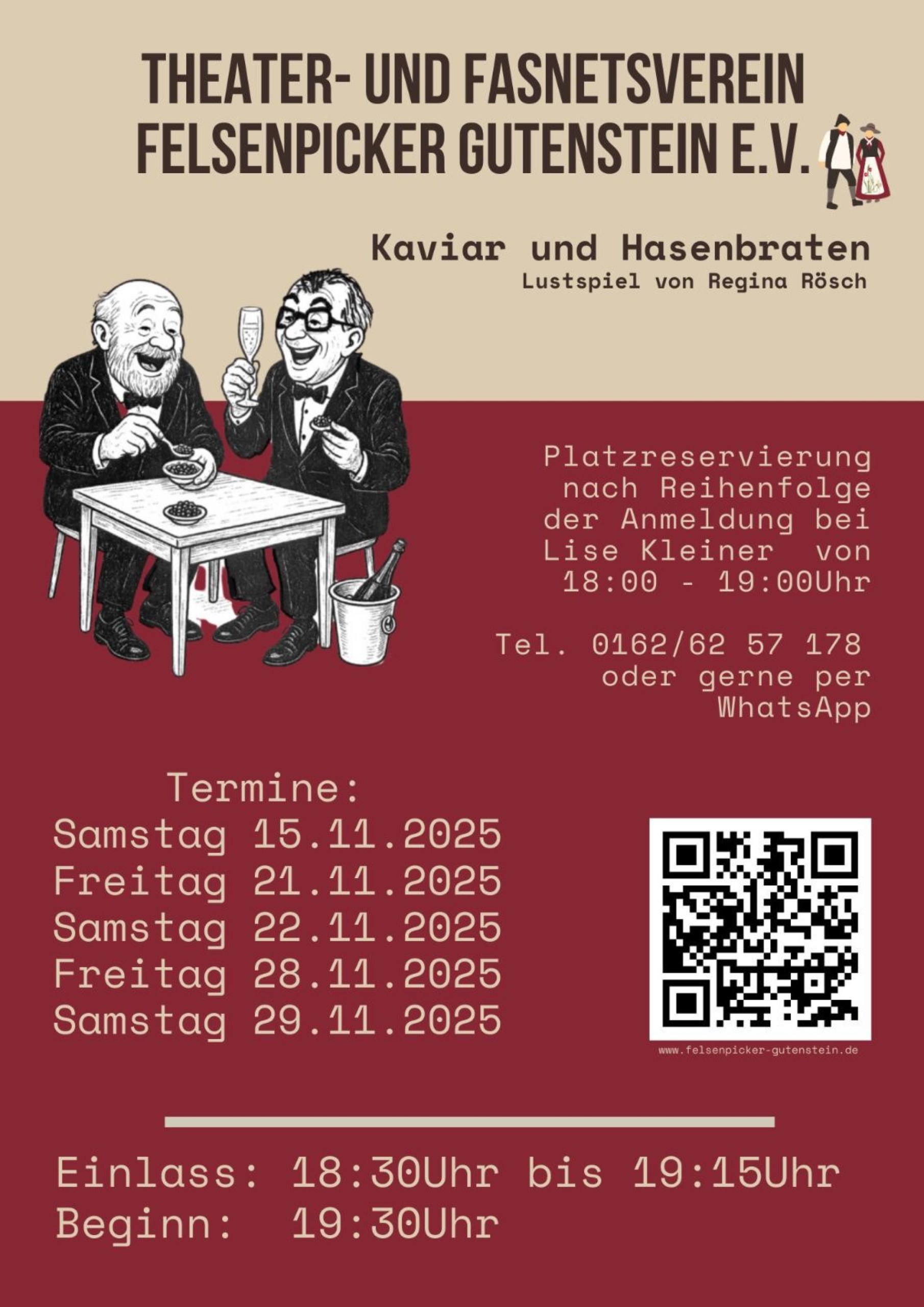 Kaviar und Hasenbraten – Lustspiel von Regina Rösch