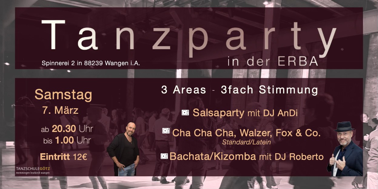 Tanzparty in der ERBA – 3 Areas