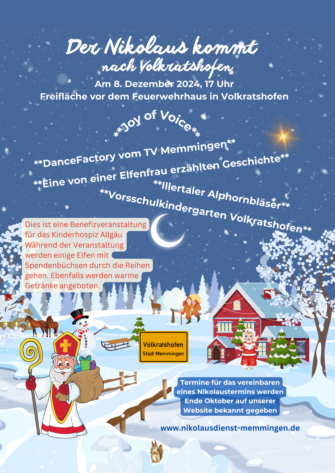 Der Nikolaus kommt nach Memmingen/Volkratshofen am 8. Dezember um 17 Uhr