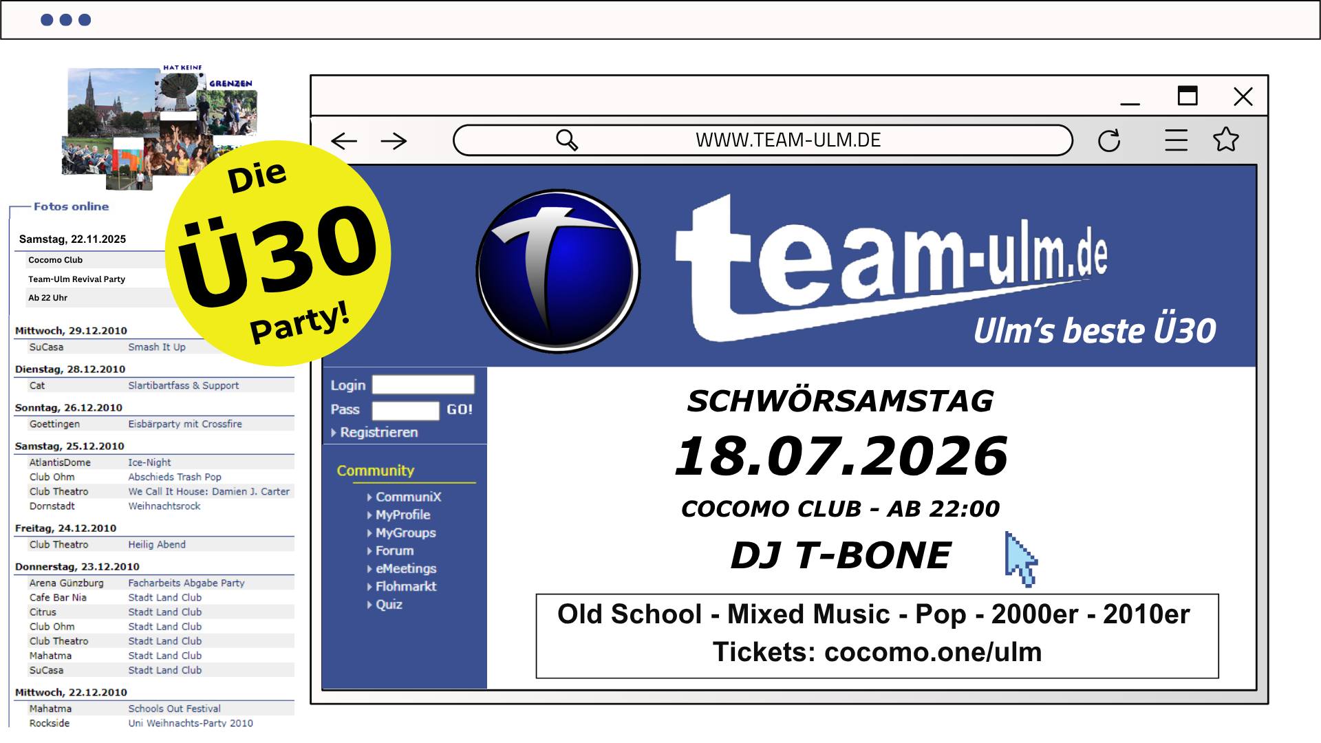 team-ulm Revival | die ü30 party am Schwörsamstag