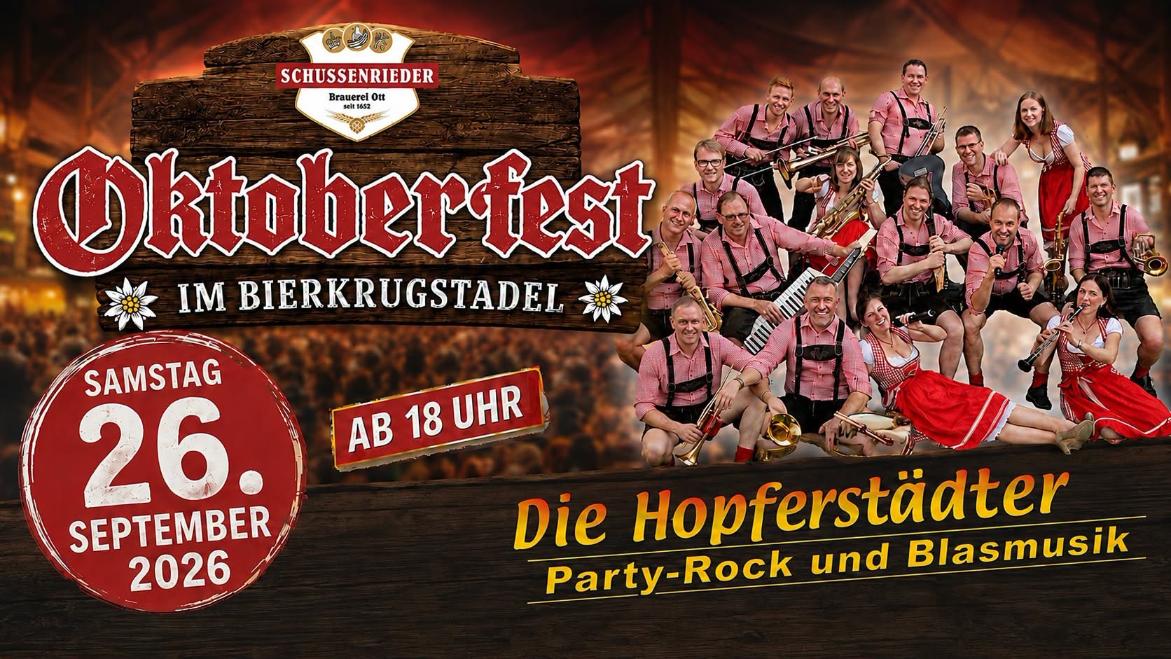 SCHUSSENRIEDER Oktoberfest im Bierkrugstadel mit Fassanstich