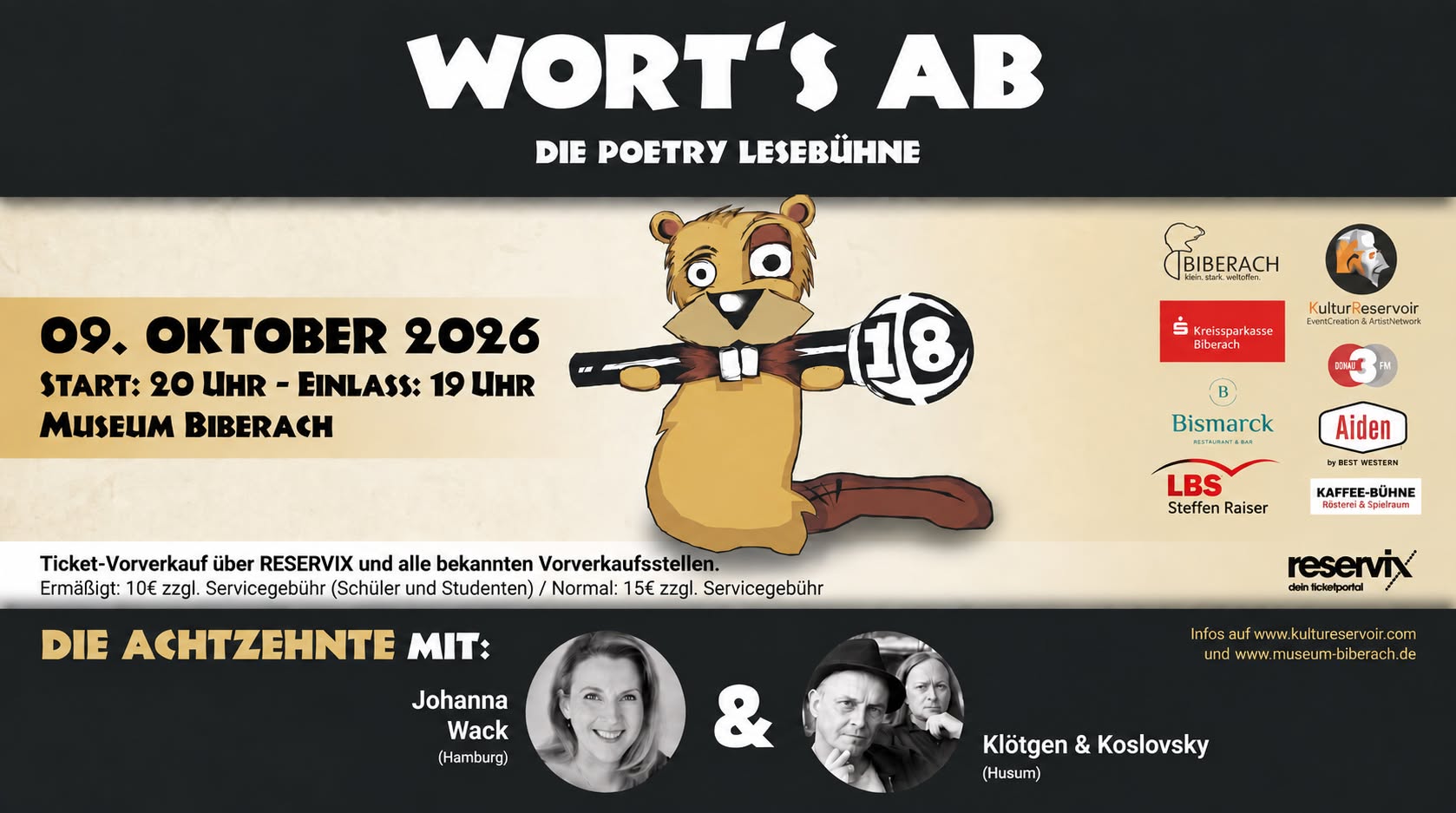 Wort’s ab – Die Achtzehnte – Poetry Lesebühne im Museum Biberach
